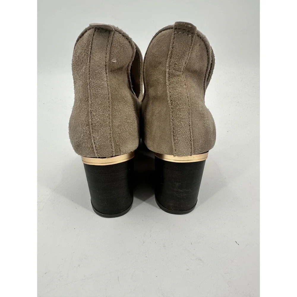 Latigo Suede Cutout‎ Block Heel Ankle Booties Taupe Size 7.5M